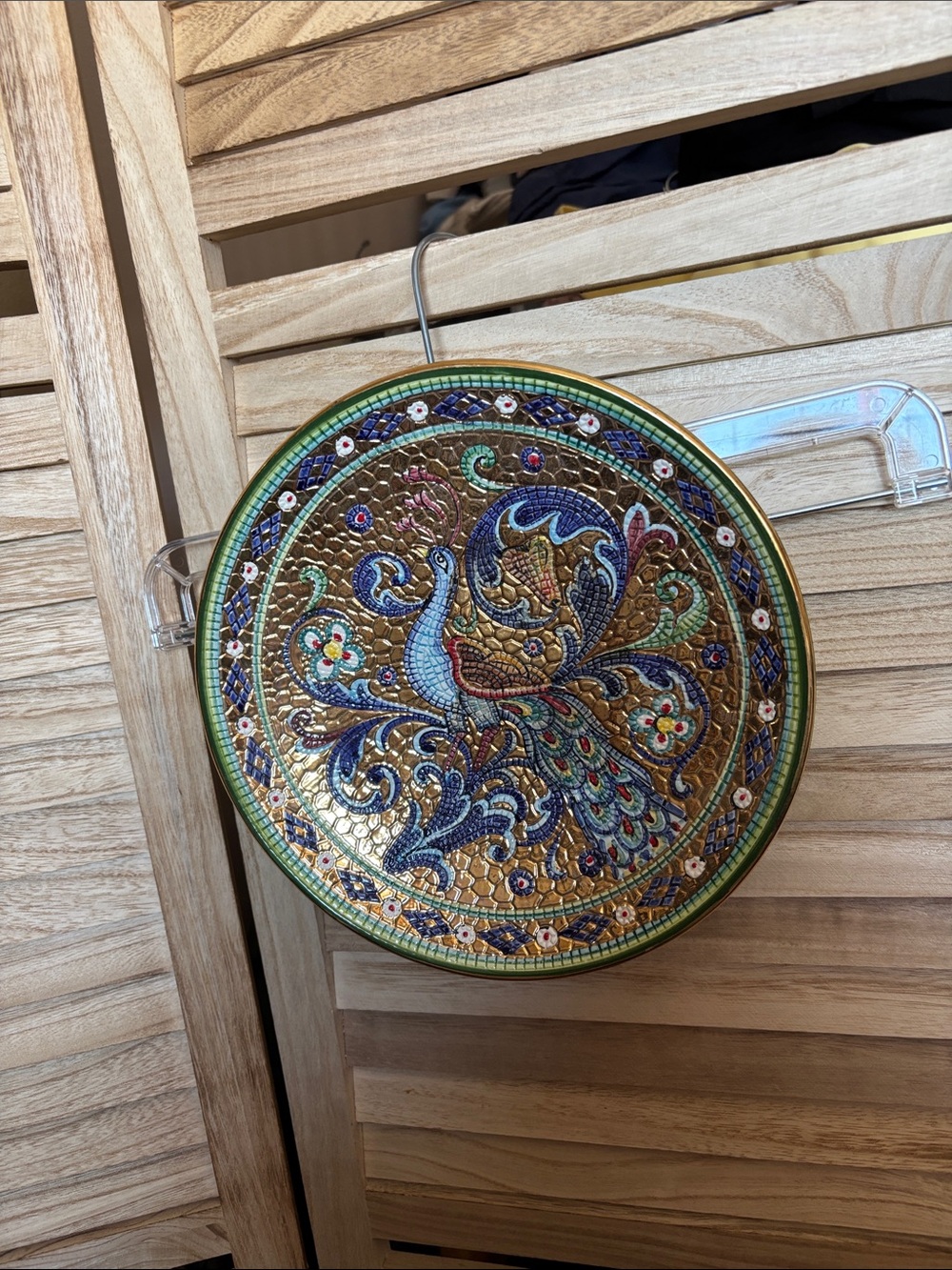 Decorative Round Peacock Mosaic Plate - Multicolor
